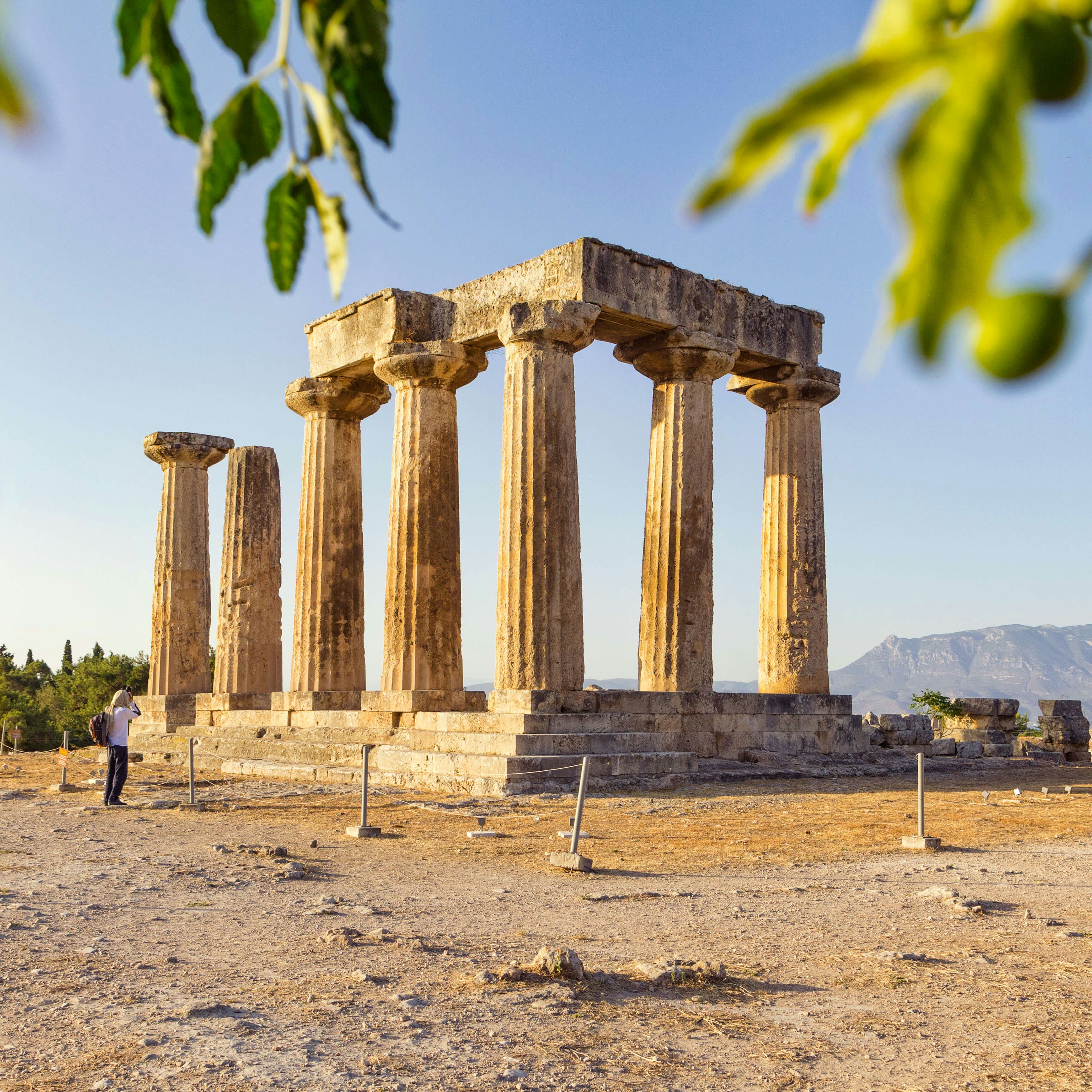 Archaic Temple of Apollo, Dorian columns, Corinth, Greece.
