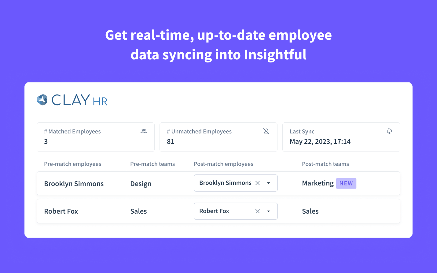 enrich Insightful employee data with fields including email, full name, and job title.