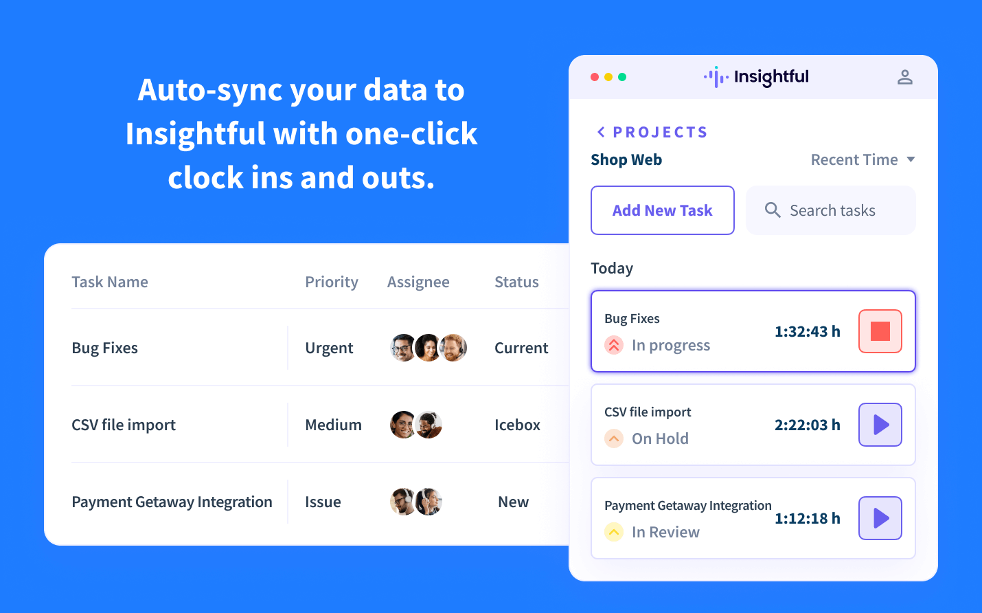 Track the time spent on Pivotal Tracker boards and cards with the Insightful Timer